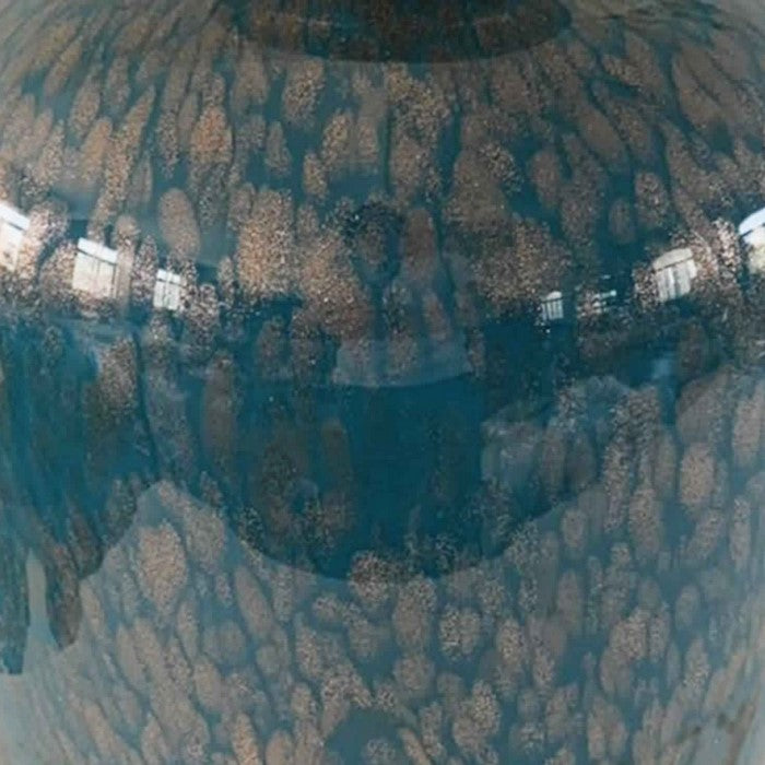 Urn Shape Glass Frame Vase with Fiery Design, Blue