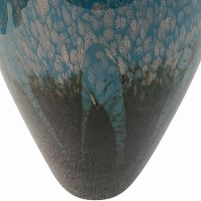 Urn Shape Glass Frame Vase with Fiery Design, Blue