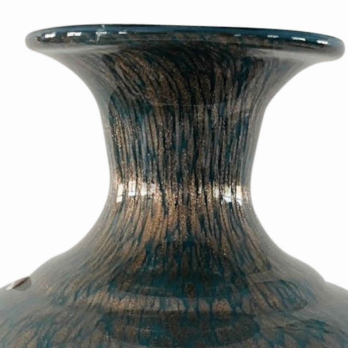 Urn Shape Glass Frame Vase with Fiery Design, Blue