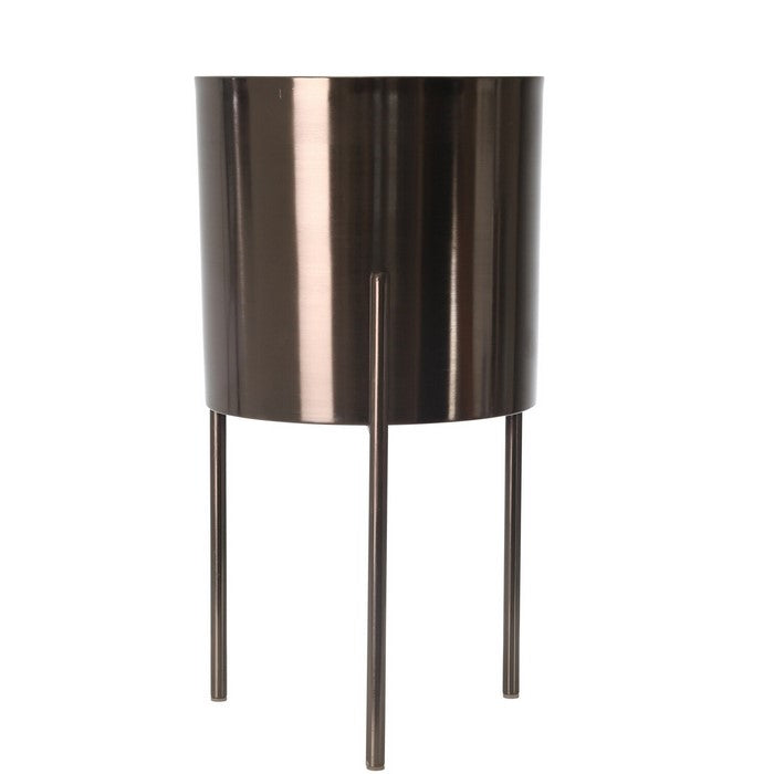 Metal Frame Round Planter with Tripod Stands, Set of 3, Glossy Gray