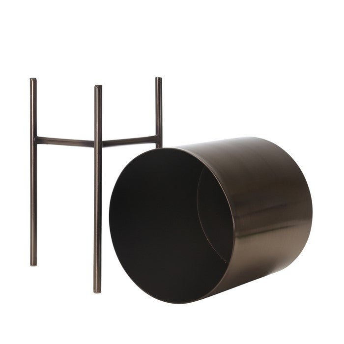 Metal Frame Round Planter with Tripod Stands, Set of 3, Glossy Gray