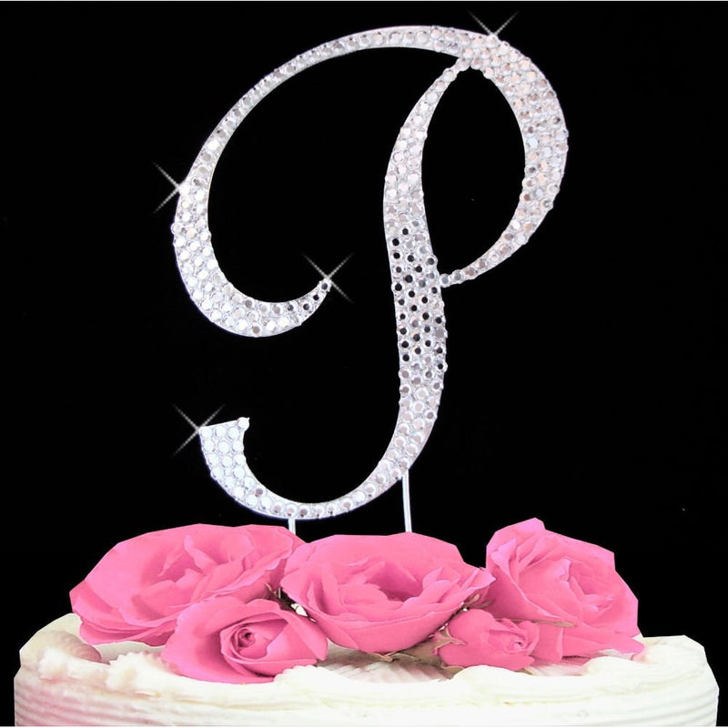 Letter P - Swarovski Crystal Monogram Wedding Cake Topper Letter