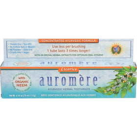 Ayurvedic Herbal Toothpaste Licorice by Auromere - Fluoride-Free, Natural, with Neem and Vegan - 4.16 Ounce