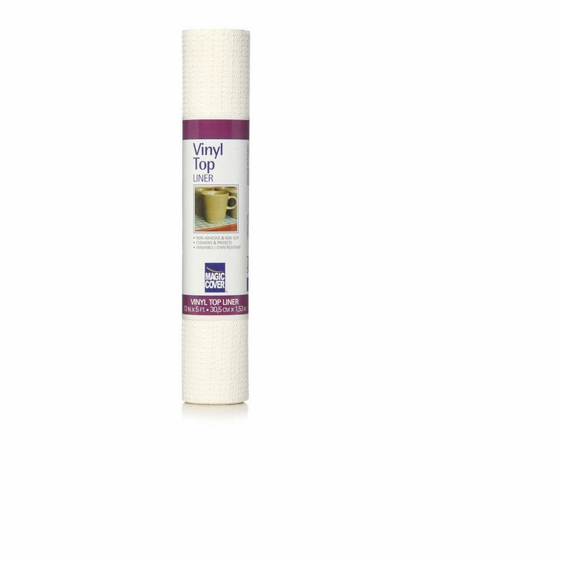 Magic Cover Vinyl Top Contact Liner for Drawer, Shelf and Arts and Craft Projects - White - 12''x5'