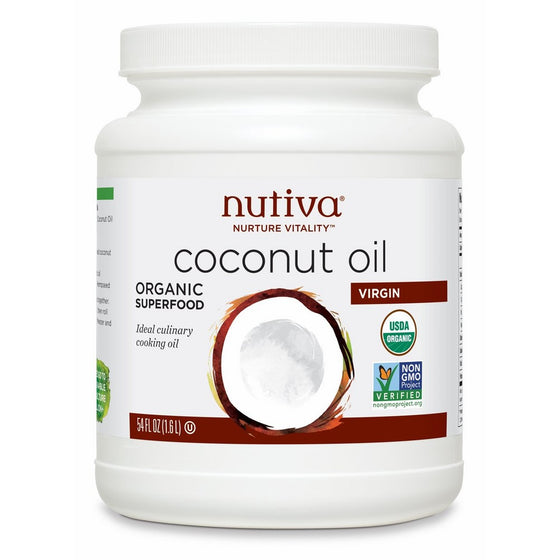 Nutiva Organic, Cold-Pressed, Unrefined, Virgin Coconut Oil from Fresh, non-GMO, Sustainably Farmed Coconuts, 54 Fluid Ounces