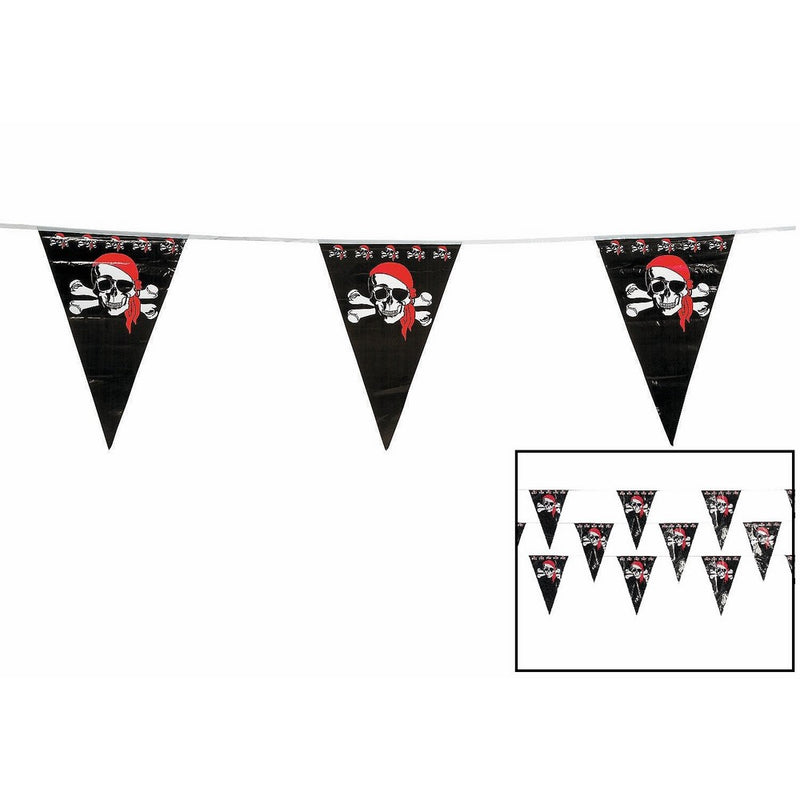 Fun Express Plastic 100 Foot Pirate Pennant Banner with 48 Flags (12" X 18")