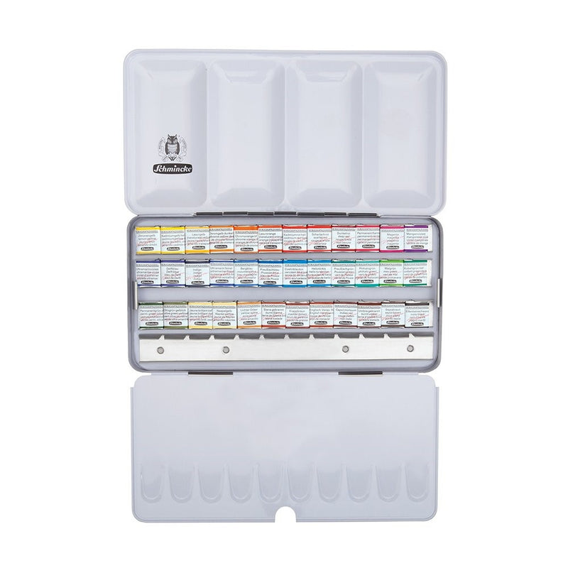 Schmincke Horadam Aquarell Half-Pan Paint Metal Set with 12 Open Spaces, Set of 36 Colors (74436097)
