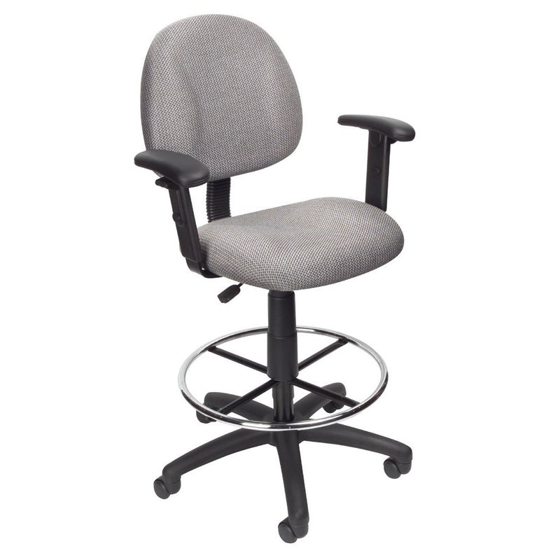 Boss Office Products B1616-GY Ergonomic Works Drafting Chair with Adjustable Arms in Grey