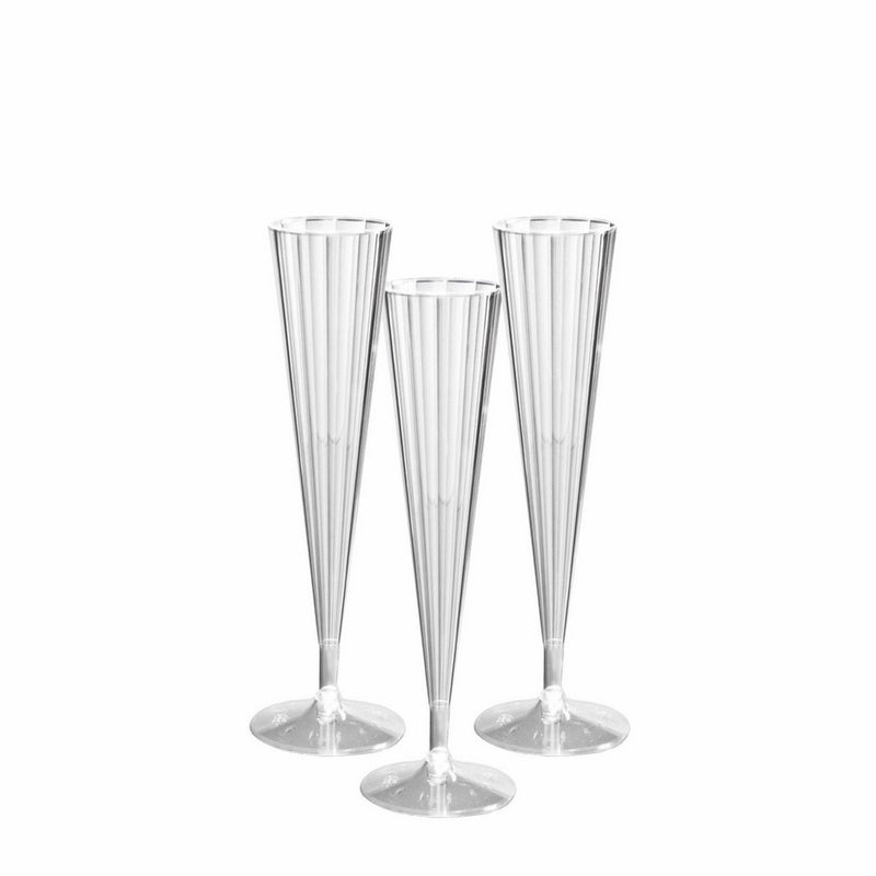 Party Essentials Deluxe/Elegance Two Piece Hard Plastic 5-Ounce Champagne Flutes, Clear, 10 Count