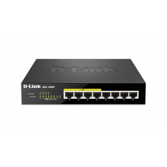 D-Link 8 Port Gigabit Unmanaged Desktop Switch with 4 PoE Ports, 68W PoE Budget (DGS-1008P)