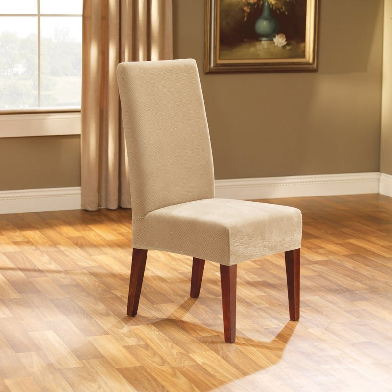 Sure Fit Stretch Pique - Shorty Dining Room Chair Slipcover  - Cream (SF38682)