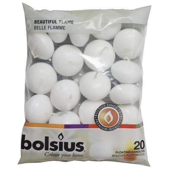 Bolsius Pack of 20 White Floating Candles 1.3/4 Inch