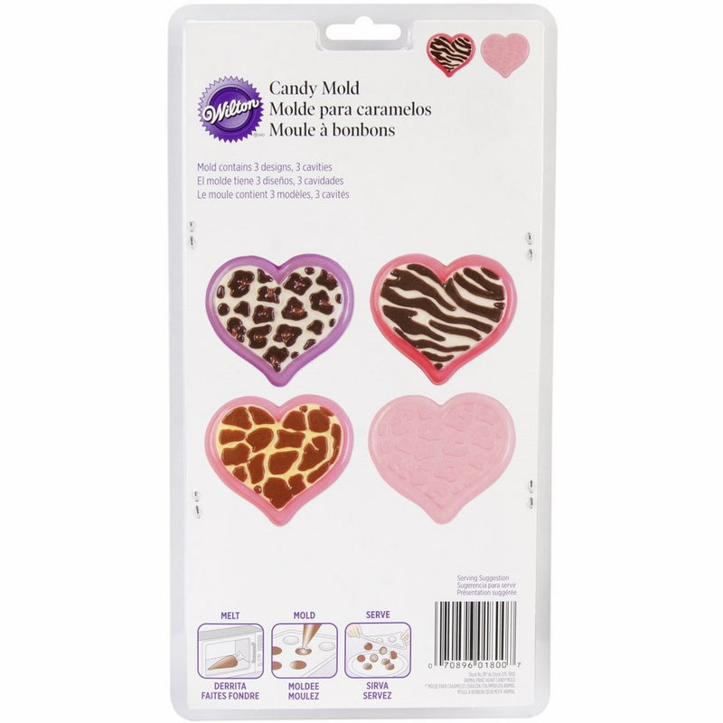 Wilton 2115-1800 Valentine Animal Print Heart Candy Mold