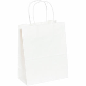 Aviditi BGS103W Paper Shopping Bag, 8" Length x 4-3/4" Width x 10-1/4" Height, White (Case of 250)