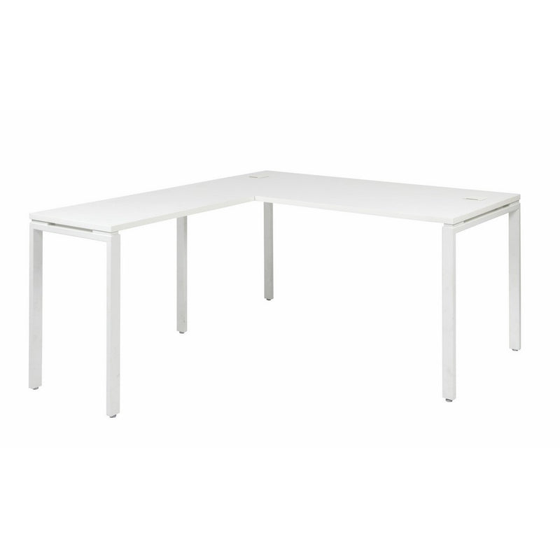 Office Star Prado Complete L-Shaped Desk With Laminate Top and Metal Legs, White