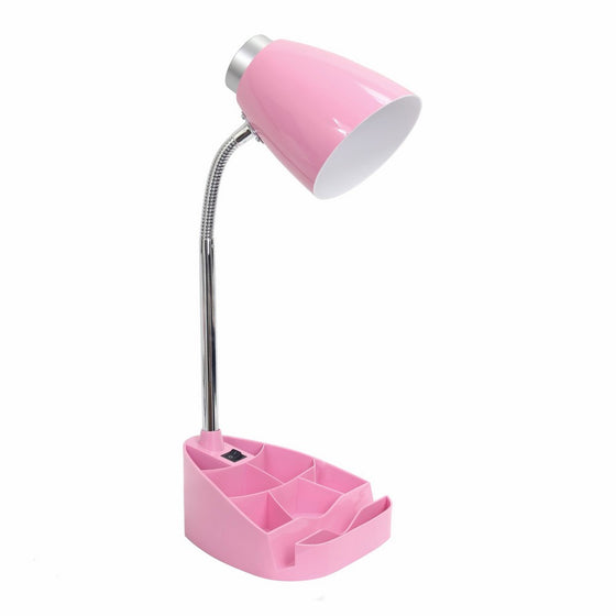 Limelights LD1002-PNK Gooseneck Organizer Desk Lamp with iPad Stand or Book Holder, Pink