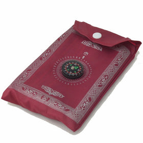 PORTABLE ISLAMIC PRAYER Mat/RUG/WITH COMPASS QIBLA FINDER  BOOKLET/ Weighted Ends/ (THIN PRAYER MAT)