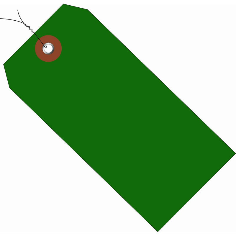 Aviditi G26054W Plastic Shipping Tags Pre-Wired, 4 3/4" x 2 3/8", Green (Pack of 100)