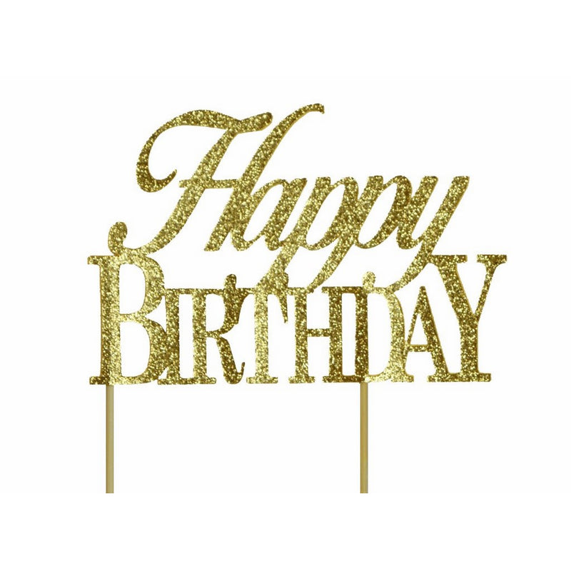 All About Details Gold Happy-birthday Cake Topper