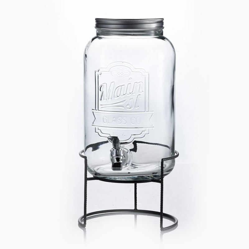 Style Setter Main Street Beverage Dispenser with Stand, Clear