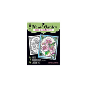 Hot Off the Press For Colorist Book - Floral Garden - 14 Black & White Sheets of Heaav Card to Color with Pens Pencils, Markers Gelatos