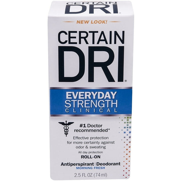 CERTAIN DRI Everyday Strength Clinical Roll On Antiperspirant/Deodorant Morning Fresh 2.5 oz (Pack of 5)