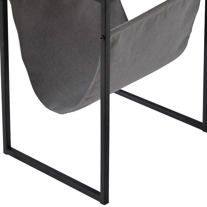 Wood and Metal Frame Accent Table with Fabric Pouch, Brown and Black