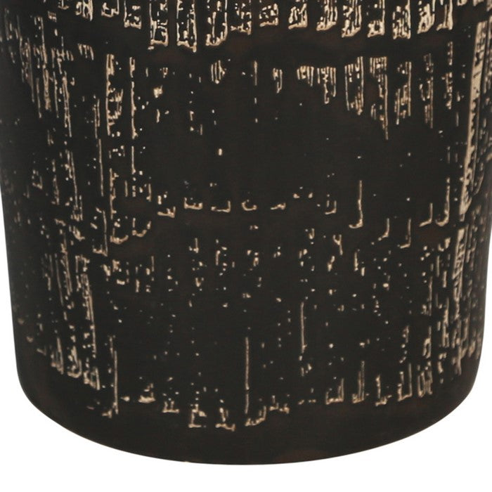 Glass Shape Textured Ceramic Frame Vase, Antique Black