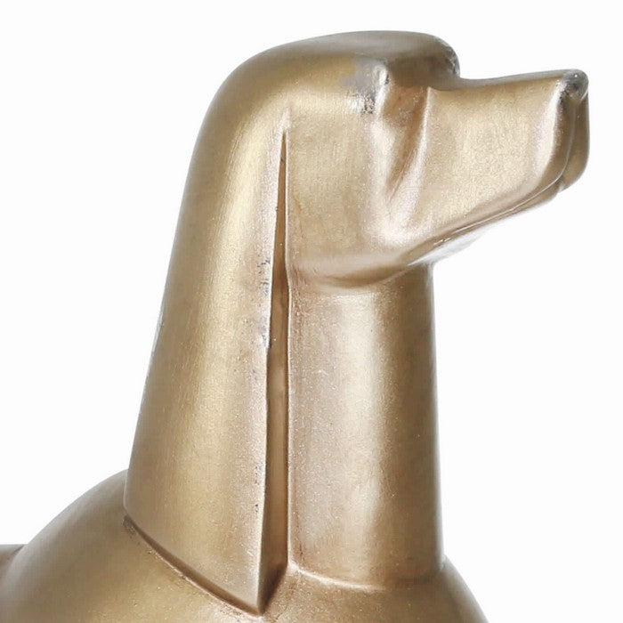 12 Inches Polyresin Frame Standing Poodle Dog Sculpture, Gold