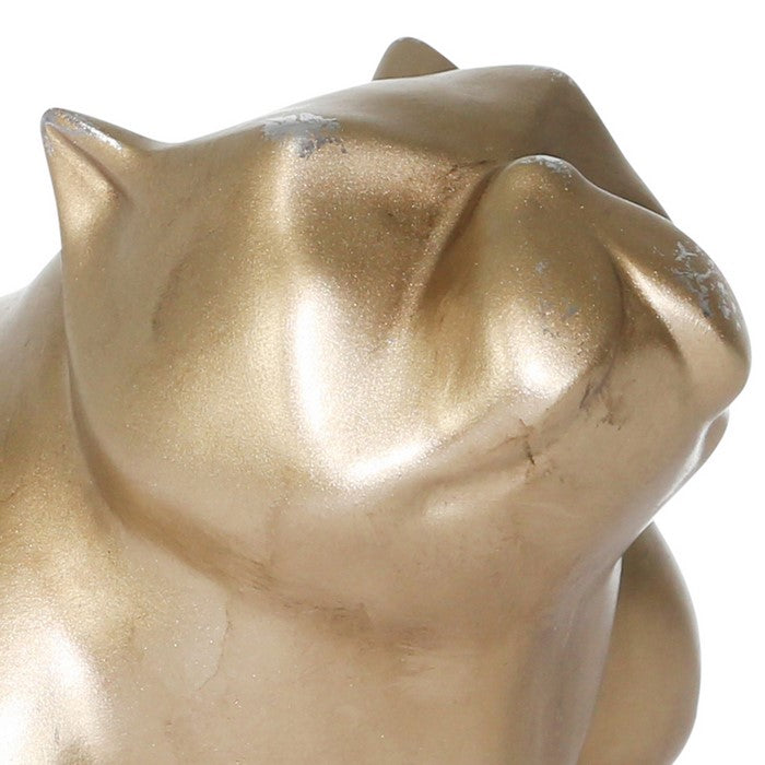 10 Inches Polyresin Frame Standing Bulldog Sculpture, Gold