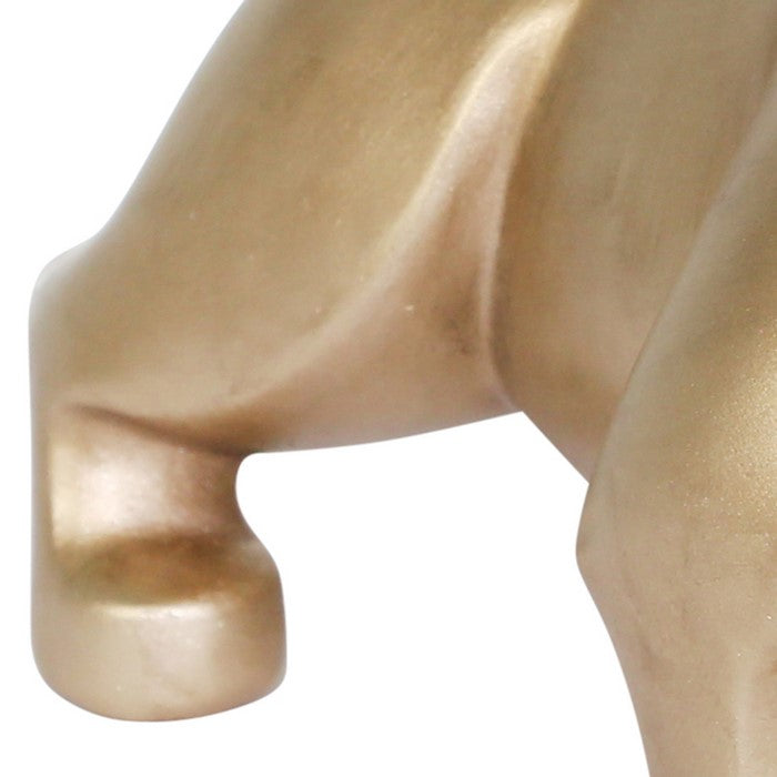 10 Inches Polyresin Frame Standing Bulldog Sculpture, Gold