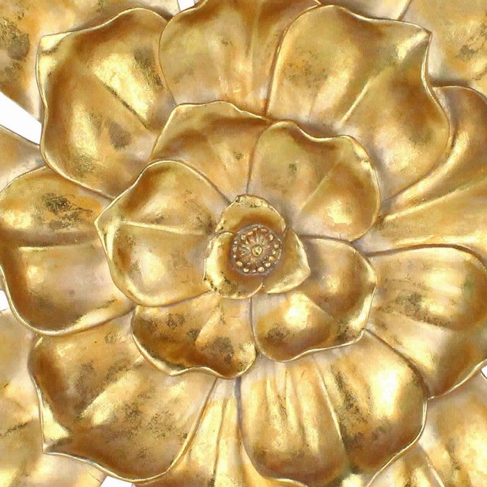 Polyresin Frame Blooming Flower Wall Accent, Large, Gold