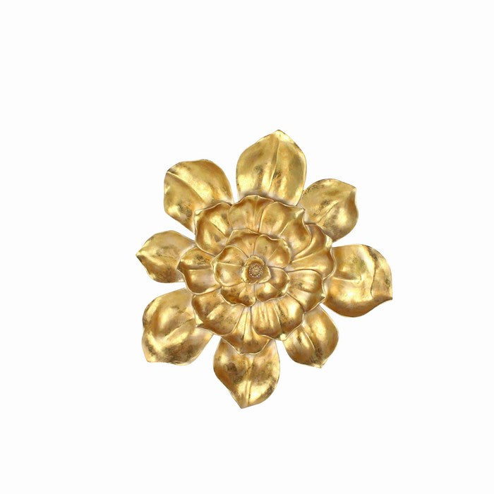 Polyresin Frame Blooming Flower Wall Accent, Large, Gold