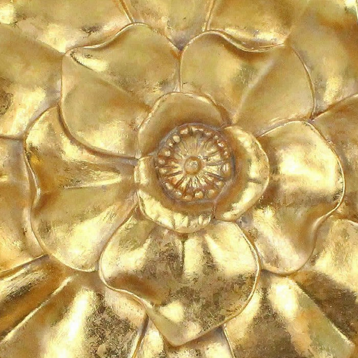 Polyresin Frame Blooming Flower Wall Accent, Small Gold