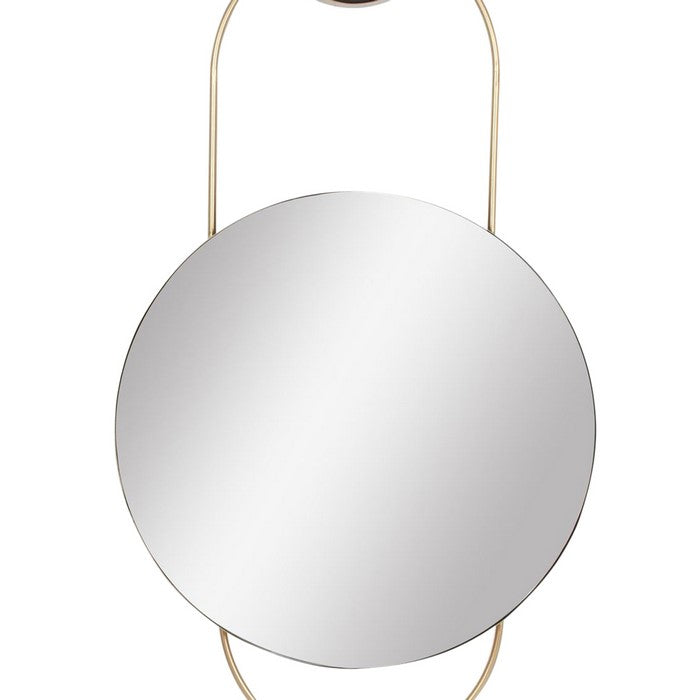 Round Dual Wall Mirror Conjoined with Metal, Large, Gold and Silver