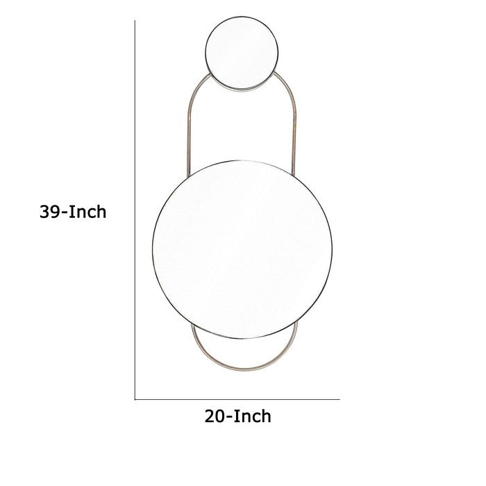 Round Dual Wall Mirror Conjoined with Metal, Large, Gold and Silver