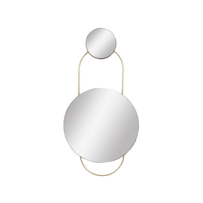 Round Dual Wall Mirror Conjoined with Metal, Large, Gold and Silver