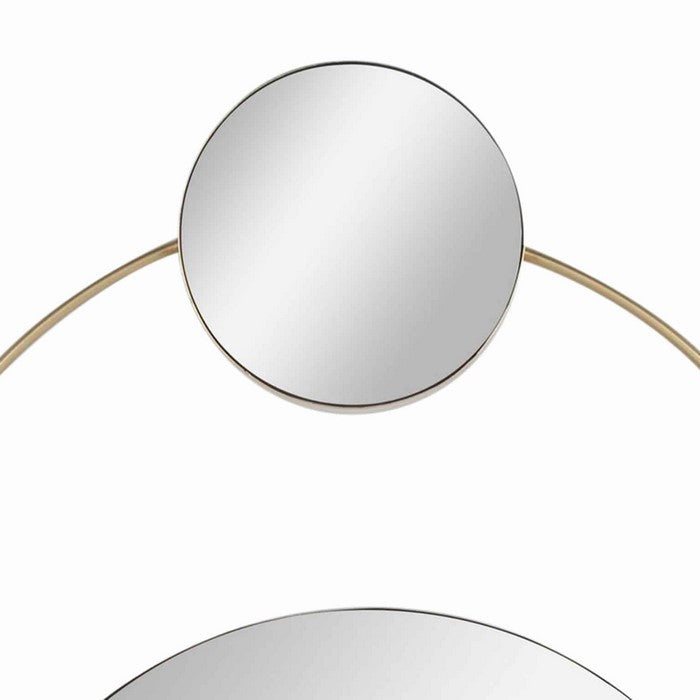 Round Dual Wall Mirror Conjoined with Metal, Small, Gold and Silver