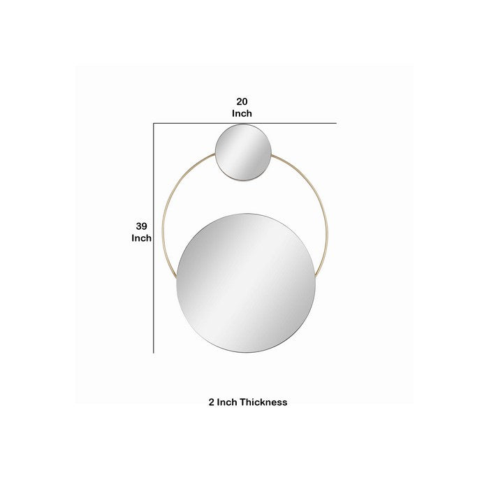 Round Dual Wall Mirror Conjoined with Metal, Small, Gold and Silver