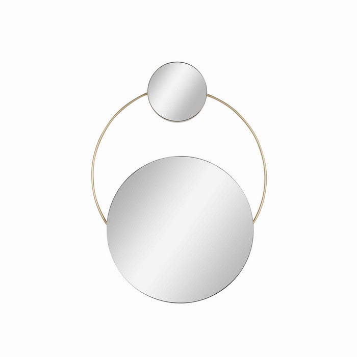 Round Dual Wall Mirror Conjoined with Metal, Small, Gold and Silver