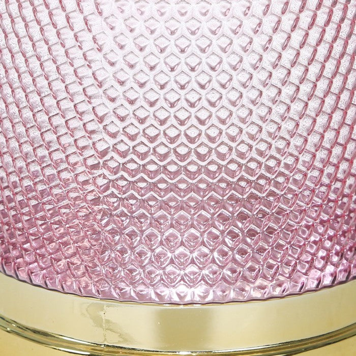 Glass Frame Textured Dots Sculpture with Metal Base, Large, Pink and Gold