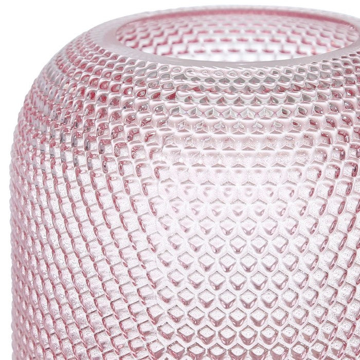 Glass Frame Textured Dots Sculpture with Metal Base, Large, Pink and Gold