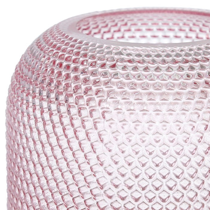 Glass Frame Textured Dots Sculpture with Metal Base, Small, Pink and Gold