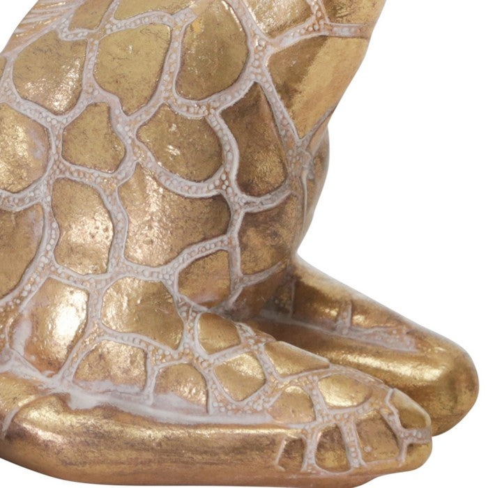 Polyresin Sitting Giraffe with Distressed Details, Gold