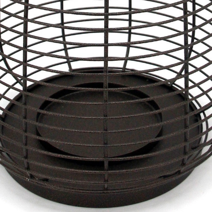 Open Cage Design Metal Hurricane with Curved Handle, Gold and Black