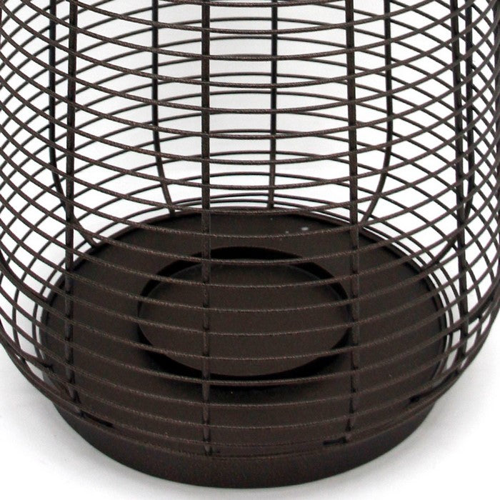 24 Inch Open Cage Design Metal Hurricane with Curved Handle, Gold and Black