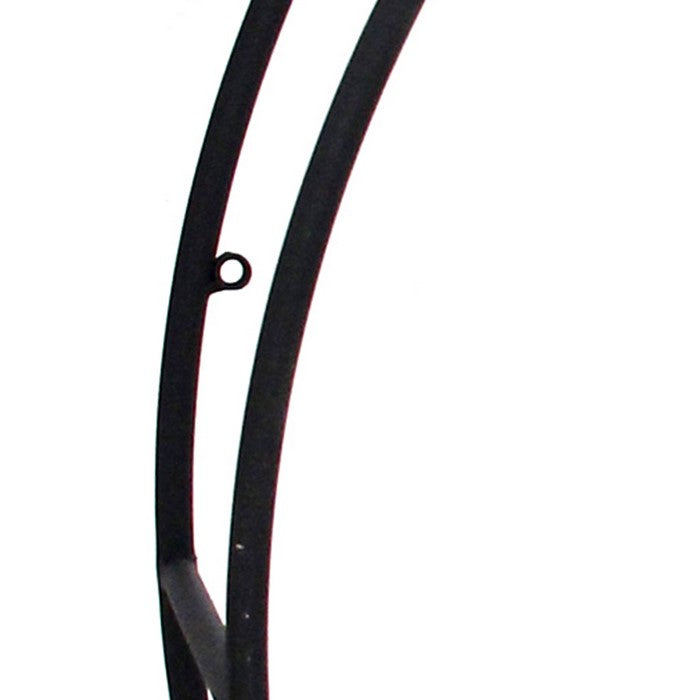 Round Metal Frame Wall Shelf with 2 Display Cases, Black