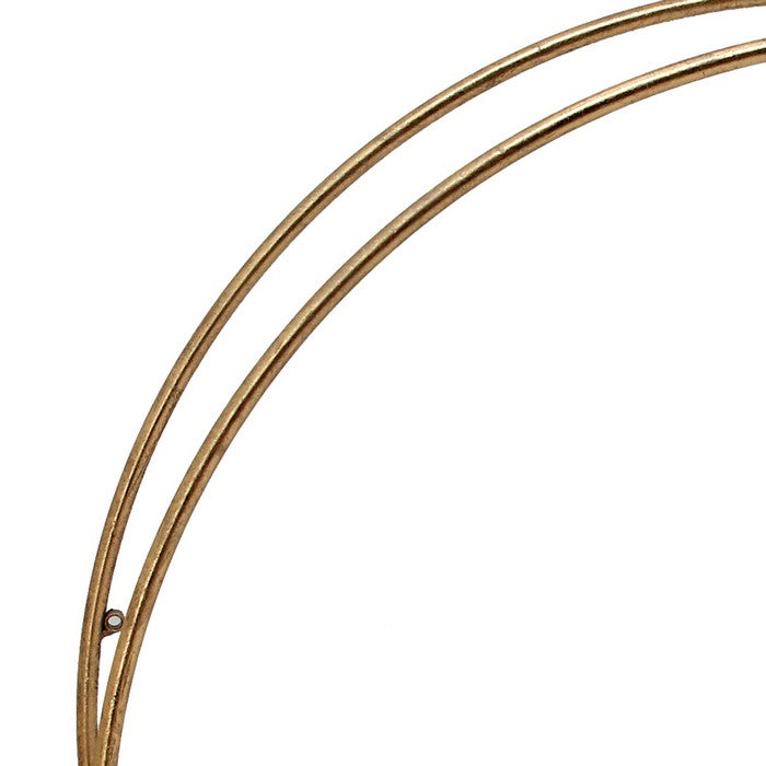 Round Metal Frame Wall Shelf with 2 Display Cases, Gold and White