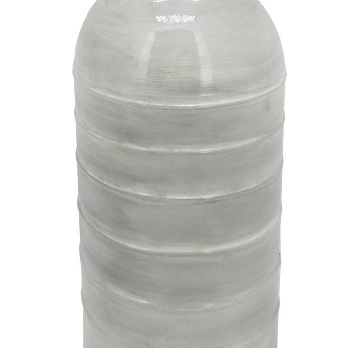 Metal Milk Jar Design Accent Decor with Rimmed Opening, Gray