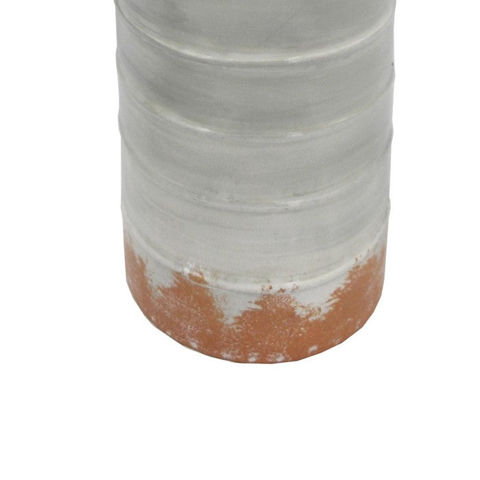 Metal Milk Jar Design Accent Decor with Rimmed Opening, Gray